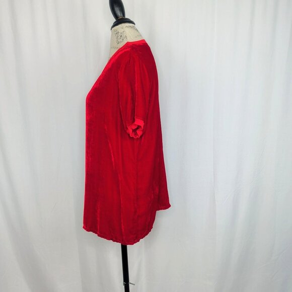 Johnny Was Velvet Top X-Small Red Short Sleeve - Picture 5 of 10